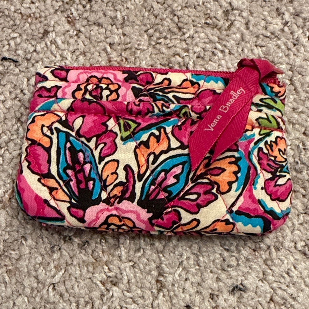 Vera Bradley Pink Multicolor Quilted Floral ID Case